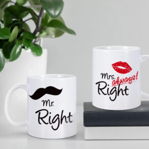 Mr Right And Mrs Always Right Mugs - Love in Every Sip: Couple's Mug Set